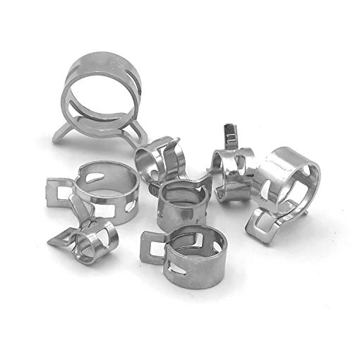 ISPINNER 80pcs Spring Band Type Fuel/Silicone Vacuum Hose Pipe Clamp, 7mm-18mm Low Pressure Air Clip Clamp 7mm 9mm 10mm 11mm 14mm 16mm 17mm 18mm (Silver)