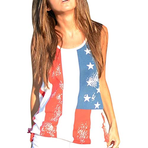 Moda Donna Casual Strisce patriottiche Stelle Bandiera Americana Stampa Abito Serbatoio Medio - Allentato Medievale Militare Mare Invernale Stampa Retro Boho Vita Alta Aderente Senza (Rosso_A A)