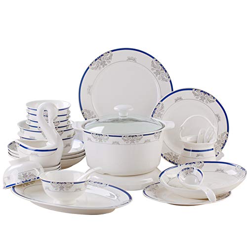 Genrics Vaisselle Ensemble ménage Bol de Riz os Porcelaine Bol Assiette Cadeau Ensemble de Vaisselle