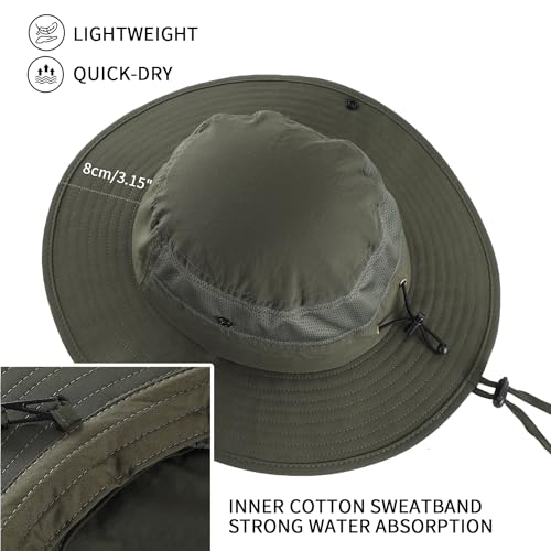 Image of Home Prefer UPF50+ Mens Sun Hat Wide Brim Womens UV Protection Beach Bucket Hat for Fishing Hiking Snap Up Cowboy Hat