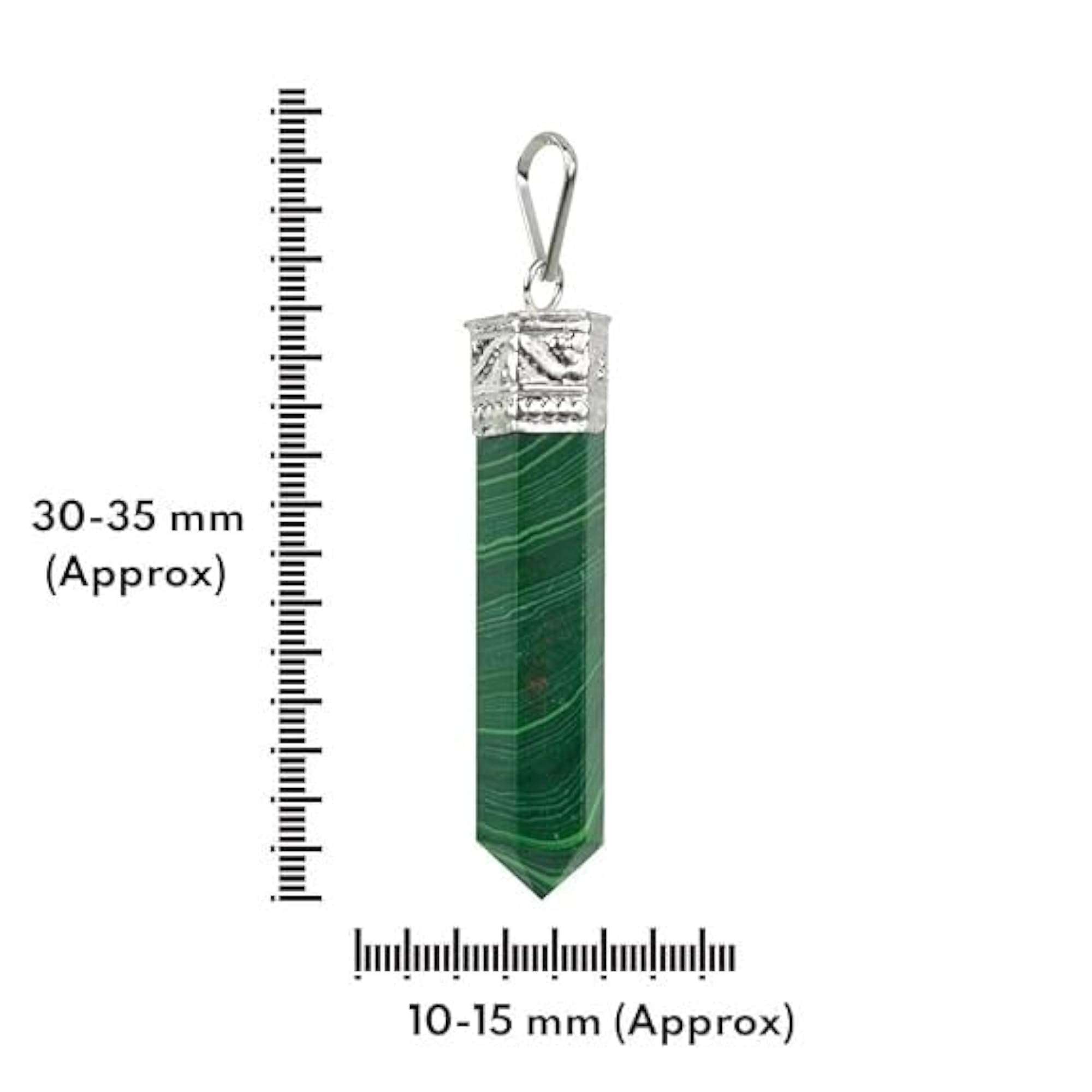 Natural Malachite Pencil Crystal Pendant, Green Gemstone