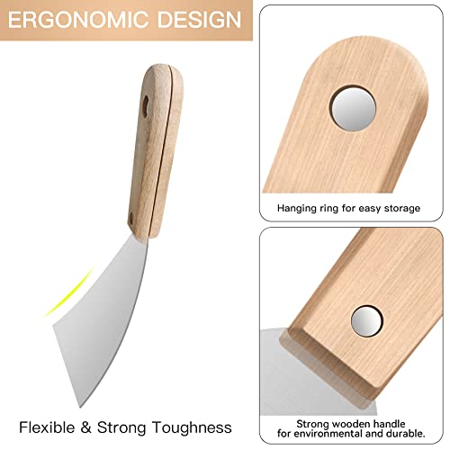 Putty Knife Set, 4 Pack Stainless Steel Paint Scraper With Wooden Handle, Filling Spackle Knife For Cleaning, Decorating, Diy, Removing (1.5,3,4,5In) #TOP4