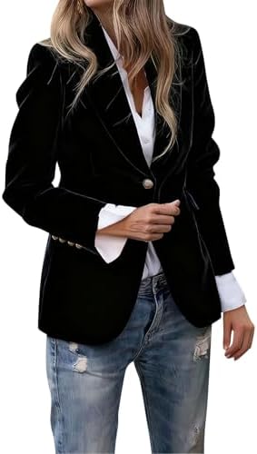 Velvet Blazer Women Business Casual Slim Fit Suit Jackets Quiet Luxury Outfits Long Sleeve Work Office Blazers