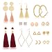 Produktbild 12 Paare Mode Ohrringe für Frauen, Großer Haken/Quaste/Zucht Ohrringe Baumeln Sie Ohrringe Modeschmuck-Set für Frauen Mädchen Geschenke