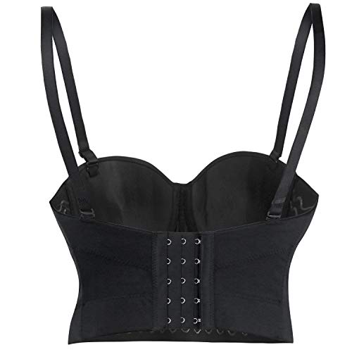 Image of Charmian Women's Colorful Rhinestone Push Up Bra Clubwear Bustier Crop Top | Underwire Padded Bra, Detachable Shoulder Straps, Plastic Boned