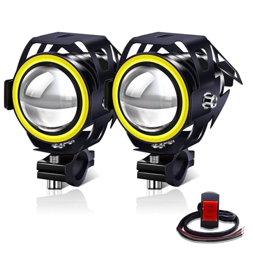 Feux de route LED pour moto longue portee avec interrupteur guidon etanche