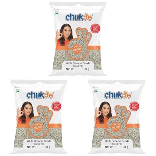 Image of Chukde Safed Till, White Sesame Seeds Whole Spices, 300g, Pack of 300g x 3