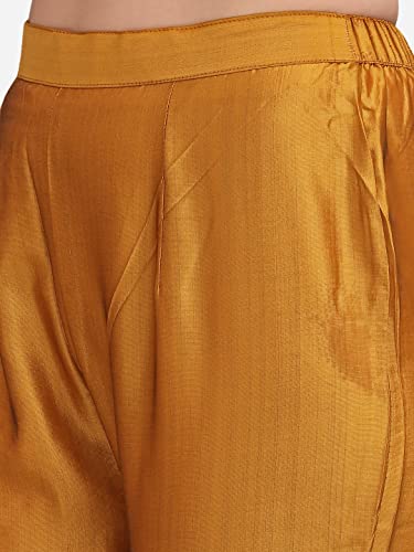 Image of VredeVogel Cotton Silk Blend Straight Embroidery Kurta Pant and Dupatta Set for Women