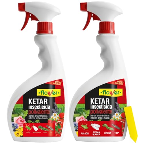 Flower x2 Insecticida Polivalente Pulgon, Mosca Blanca, Orugas, Cochinilla 750 ml | 21 Dias Proteccion Anti Insectos | Efecto Choque Interior y Exterior | Listo Usar | Todo Tipo Plantas y Cultivos