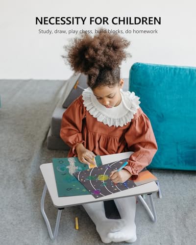 Image of ZEAPTAC Laptop Bed Desk, Foldable Lap Desk, Portable Laptop Stand, Lightweight & Mini Table for Breakfast /Picnic /Drawing /Couch /Floor - White