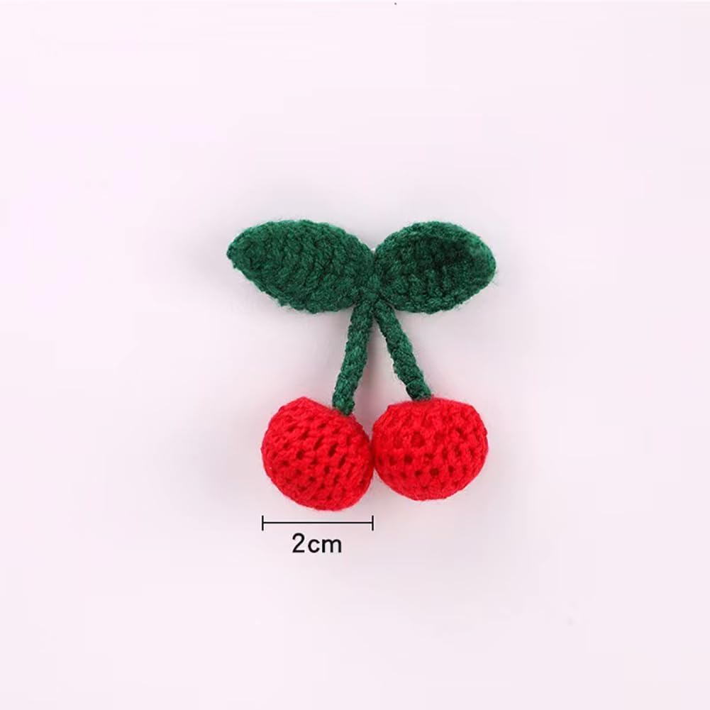 4 Pcs Red Sweet Cherry Hair Clips and Hair Ties Handmade Crochet Fruit Hairpins Hair Barrettes Cute Christmas Hair Accessories for Women Girls - Image 2