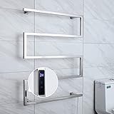 DISEÑO DE APARIENCIA EXQUISITA: El diseñador ha dejado suficiente espacio entre el toallero cromado del radiador y la pared para evitar que la pared se dañe con toallas mojadas. El toallero eléctrico no es un tipo completamente cerrado, lo que es más propicio para tomar y colocar toallas.