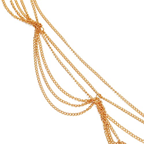 Jovono Head Chain Gold Hair Headpiece Jewellery Accessories for Women