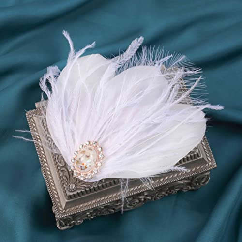 Fashey Peacock Feather Hair Clips Flapper Feather Headpiece 1920S Headpiece Great Gatsby Headband Peacock Feather Head Bands White Headpiece 20S Hair Accessories For Women And Girls(Pack Of 1) #TOP7