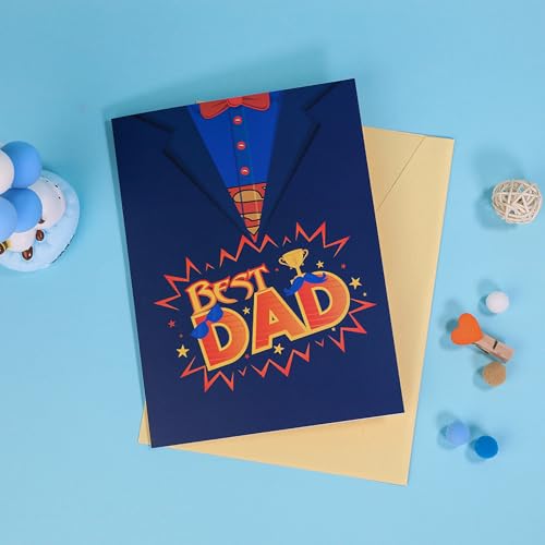 DEESOSPRO Carte Pop-Up 3D pour la Fête des Pères – Design Trophée Superman Best Dad, Carte Pop-Up 3D pour Papa, Cadeau pour la Fête des Pères & Anniversaire de Papa, Époux, Papa – vue 6