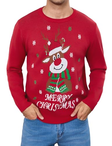 Gyabnw Weihnachtspullover Herren Strickpullover Langarm Rundhals...