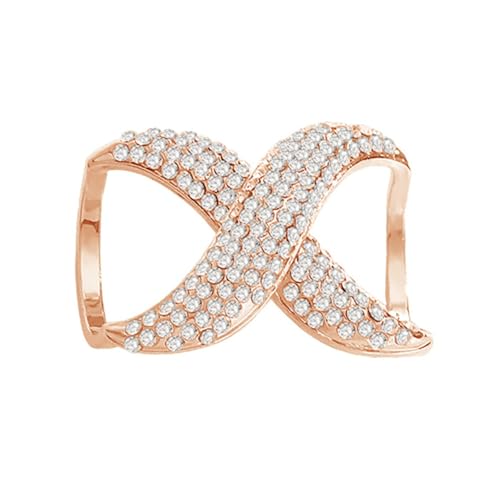 Image of Rhinestone Infinity Silk Scarf Ring Brooch for Women Fashion Crystal X Chain Shawl Scarves Buckle Clip Brooches Dainty Dress Accessories Wedding Birthday Jewelry Gift