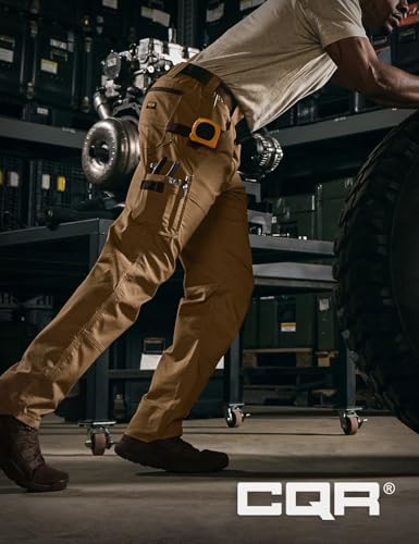 Image of CQR Men's Quick Dry Work Pants, Water Resistant Outdoor Tactical Pants, Lightweight Stretch Cargo Hiking Pants