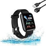 【Reloj inteligente multifunción】: monitor continuo de sueño y frecuencia cardíaca, medición de presión arterial, podómetro, modos multideportivos (caminar, correr, andar en bicicleta), kilometraje, contador de calorías, notificación inteligente, cámara remota, recordatorio de sedentarismo, etc.