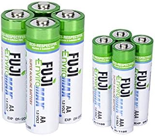 Fuji EnviroMAX Super Alkaline AA + AAA Set - Eco Friendly Batteries - Pack of 8 (4AA + 4AAA)