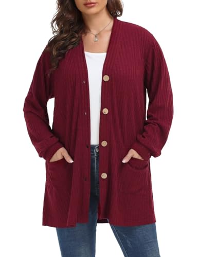 Image of MONNURO Plus Size Cardigan for Women Lightweight Open Front with Pockets