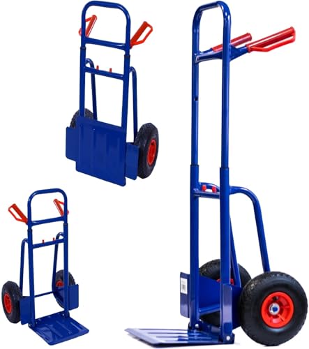 TMV24® Klappbare Sackkarre - mit Luftbereifung max. 200kg Treppensteiger Höhenverstellbar ca. 114cm Stabil Faltbar für Werkstatt Lager Treppensackkarre Sackkarren mit Luftreifen - Sackkarre