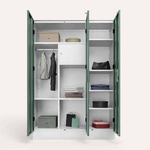 Image of Interio by Godrej Slimline 3-Door Digital Printed Steel Almirah (Enchanted Forest Tree Mist), 1-Year Warranty, 1 Locker