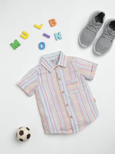 Image of Milou Girls 100% Cotton Stripes Allover Print Biowash Shorts | Soft & Breathable, Safe Dyes, Label-Free Comfort