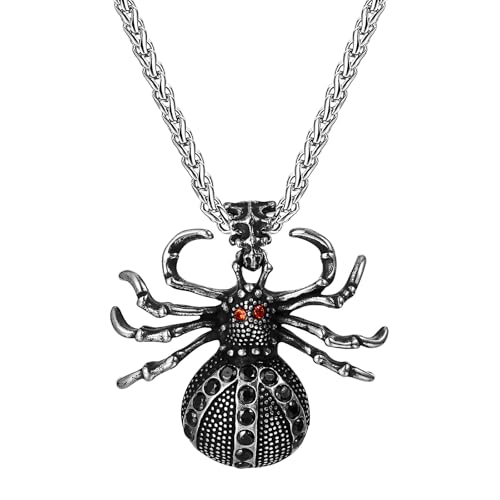 Collier araignée gothique rouge pour soirées à thème et concerts punk
