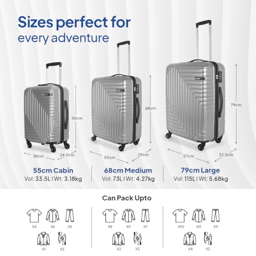 Image of American Tourister Ivy NXT|Medium Size Check-in Spinner Trolley Bag (68 cm)|360 4 Wheel Travel Luggage|Hard Case Polycarbonate (PC) Suitcase|Mounted TSA Lock|Silver