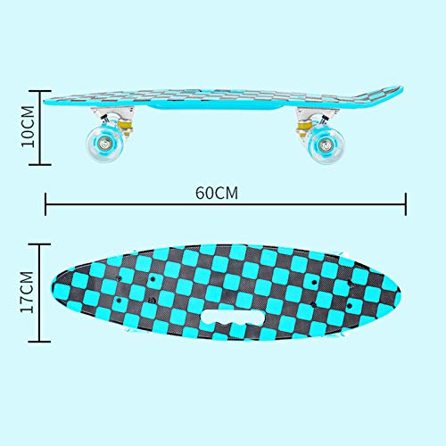 Skateboard complet mini cruiser rétro 24 pouces plaskboard enfant roues LED lumineuses - 3