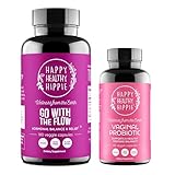 Happy Healthy Hippie Vaginal Probiotics for Women & Go with The Flow Hormone Balance for Women (180ct)