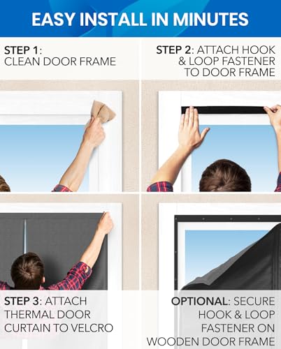 Image of Flux Phenom Thermal Insulated Door Cover - Easy Install Temperature Barrier, Magnetic Door Curtain for Winter, Keeps Warm Air in, 40 inchx82 inch (Pack of 2)