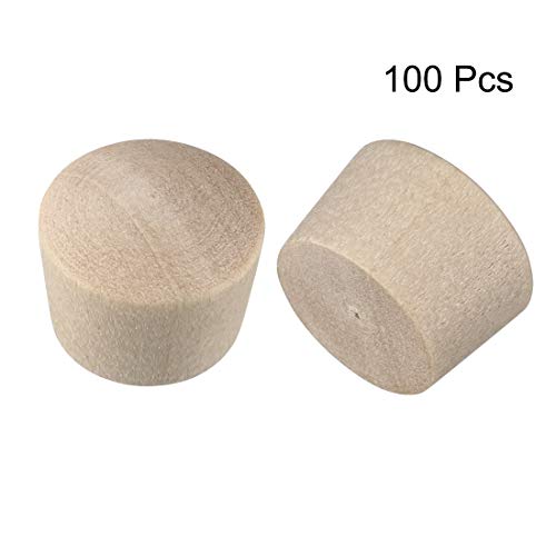 Image of uxcell Wood Button Top Plugs 3 /8 Inch Cherry Hardwood Furniture Plugs 9 /25 Inch Height 50 Pcs