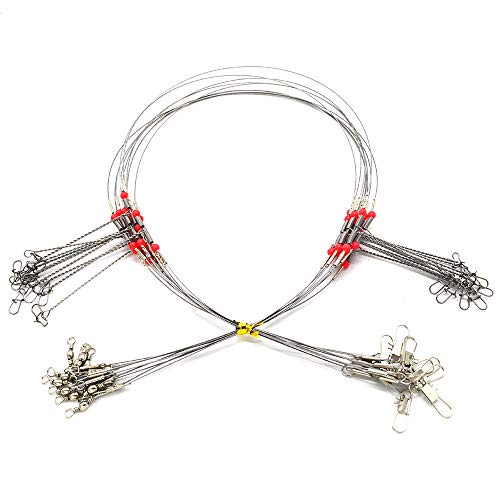 10Pcs Wire Trace Leader Rig Stainless Steel 2 Arm Fishing Rigs Tackle Lure Swivel Snaps Beads High-Strength Fishing Wire #TOP6