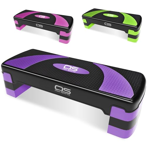 Aerobic Stepper platform -Step Steps board High - Exercise 2-5 Level Adjustable Height Fitness Workout Yoga Pilates Fitness Home Gym Removable Step Rise block (Purple 5 Steps Stepper)