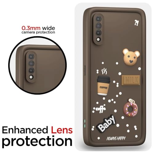 Image of Bintage Cute Fun Ball | Taddy Cartoon 3D Smiley Coffee Cup | Milk Donut | Full Protection Rubber Back Cover Compatible for Vivo V1907 / Vivo S1 - Brown