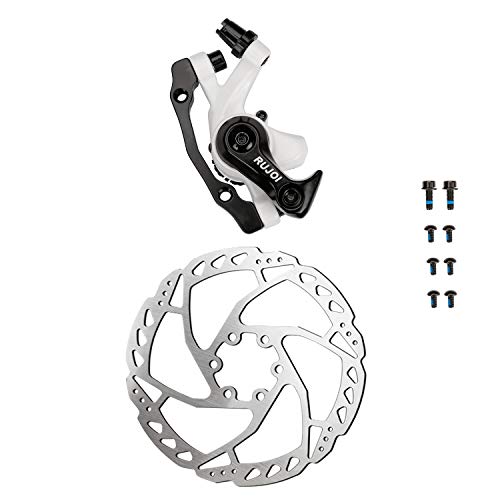 RUJOI Bike Disc Brake Kit, Aluminum Front Caliper, Full Aluminum Alloy Bicycle Brake Lever, 160mm Rotor, Mechanic Tool-Free Pad Adjuster for Road Bike, Mountain Bike (1 Set)