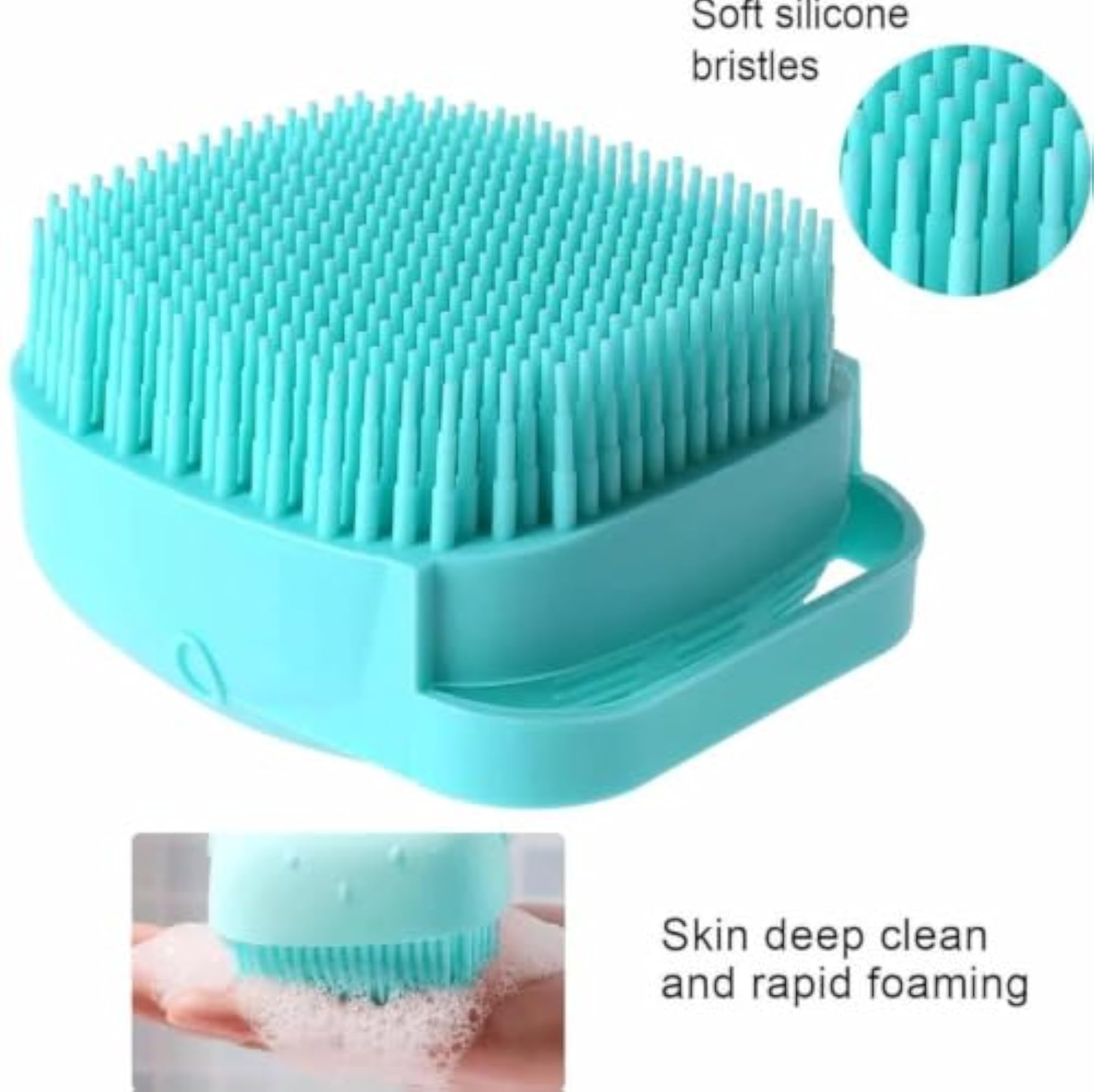 Soft Silicone Bath Brush with Soap Dispenser, Teal