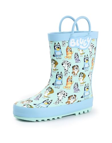 Bluey Unisex Kids Light Blue Character Print Storm Boots with Handles Merch