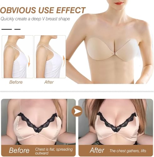 queensecret Adhesive Bra, Push up Strapless Self Adhesive Bra, Invisible Silicone Bra for Backless Dress3