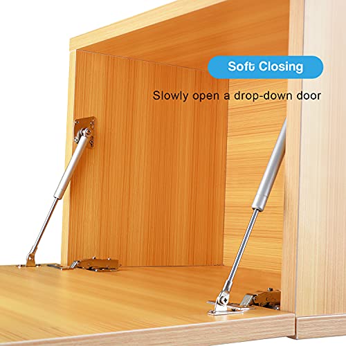 Douper 100N/22lb Gas Spring Soft Close Hinges, Slow Down Lid Stay Slowly Open Drop Door Flap for Kitchen Cabinet Cupboard Desk, Pack of 2