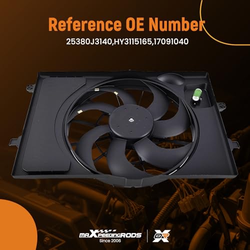 Image of maXpeedingrods Radiator Cooling Fan for Kia Soul 2019, Seltos 2019-2024, Forte 2019-2024, for Hyundai Elantra 2016-2018, GT 2018-2020, Kona 2018-2023, Veloster 2019-2021, 25380J3140 HY3115165