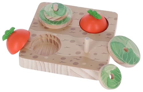 Kerbl Pet Denk- und Lernspielzeug Veggie, 15x15x6 cm, Kaninchenspielzeug, Hasenspielzeug, Nagerspielzeug, Holz, Kaninchen, Hasen
