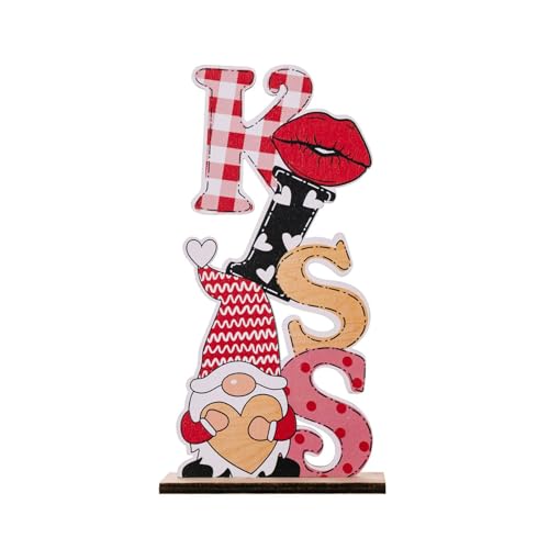 Ldabrye Romantics - Figura decorativa de madera con texto en inglés «Love Kis» para mesa de granja, centros de mesa de boda, decoración de bandeja escalonada, letrero de amor romántico