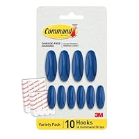 Command Designer Adhesive Hooks, Arctic Freeze Color - 10 Wall Hooks (4 Large, 6 Medium) & 16 Indoor Adhesive Strips (8 Large, 8 Medium) - Damage-Free Hanging, Decorating & Organizing