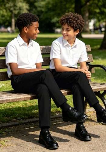 Image of DHTS Boys Dress Pants (Size 2-20 Years) Slim Fit Uniform Pants for Toddler & Teens