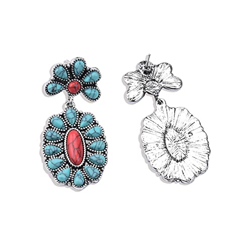 Boucles d'oreilles turquoise vintage bohèmes et imposantes pour femmes