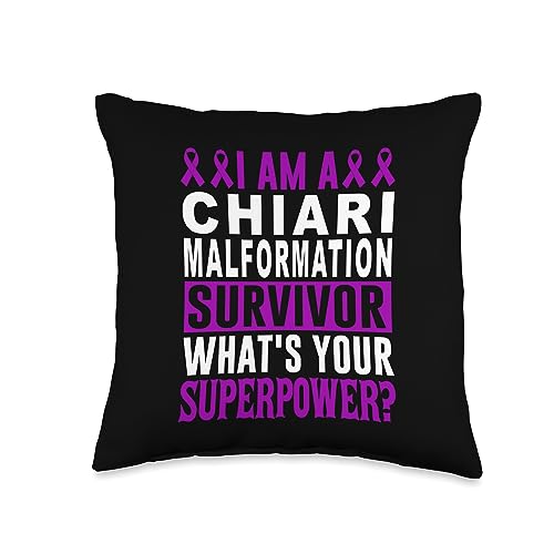 Chiari Malformation Awareness products (Lwaka) Chiari Malformation Awareness Warrior Purple Survivor Throw Pillow, 16x16, Multicolor
