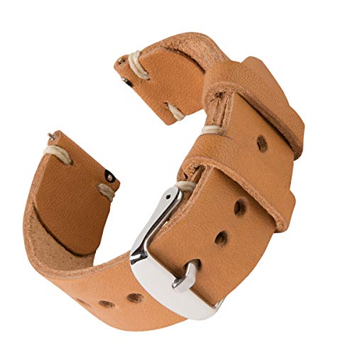 Archer Watch Straps - Correas de Reloj Hechas a Mano de Piel de Horween con Recambio de Liberación Rápida para Hombre y Mujer, para Relojes y Smartwatch (Marrón Ocre/Hilo Natural, 20mm) Cover